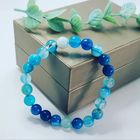 Blue agate bracelets - Picture 4 of 4